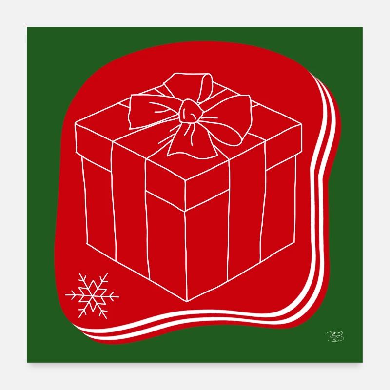 "gift", boho line art design, series "Xmas" Poster 24" x 24" (60x60 cm)