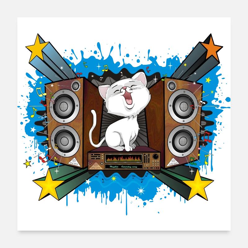 Cat singing Poster 24" x 24" (60x60 cm)