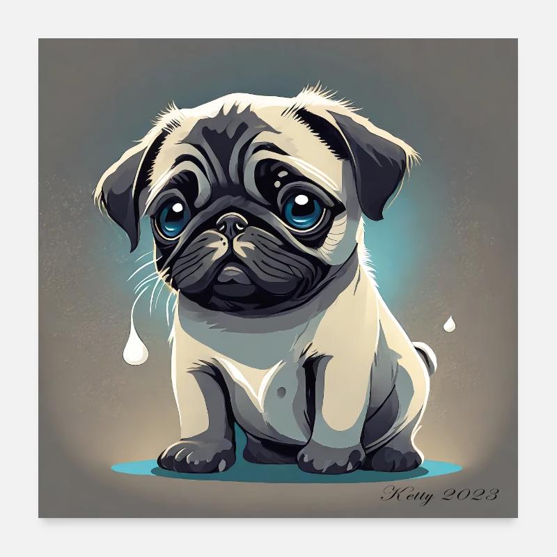 Verliebter Mops mit Tränen im Blick Poster 60x60 cm