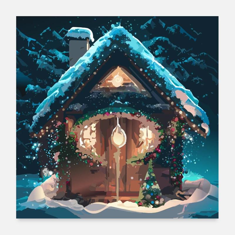 Cabin in the snow Poster 24" x 24" (60x60 cm)