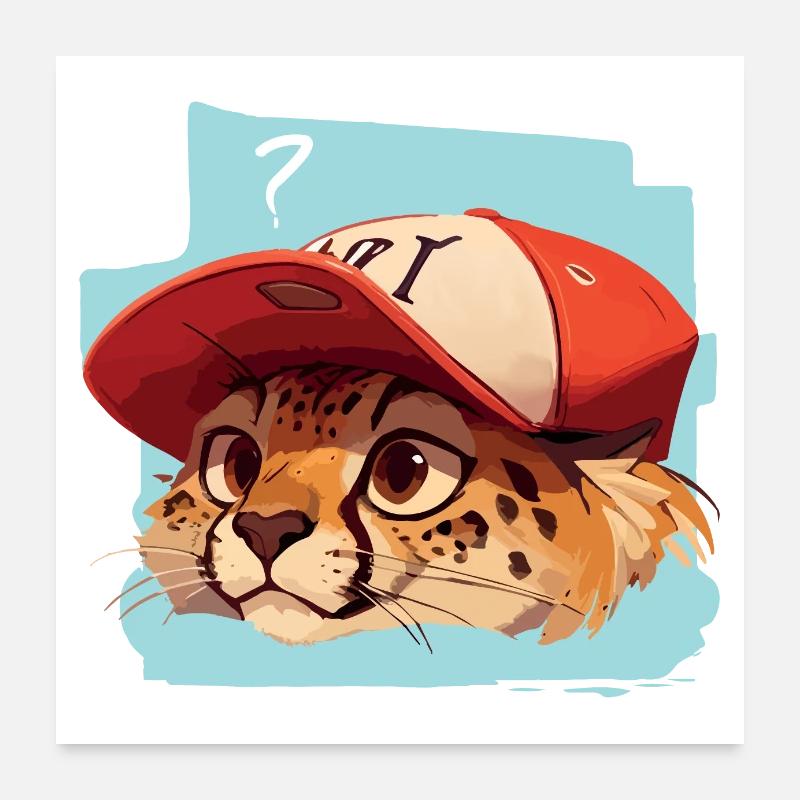 Überraschter Gepard - Poster 60x60 cm - Weiß