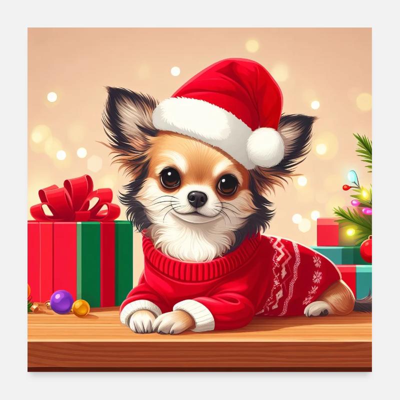 L’ de Noël du chihuahua Poster 60 x 60 cm