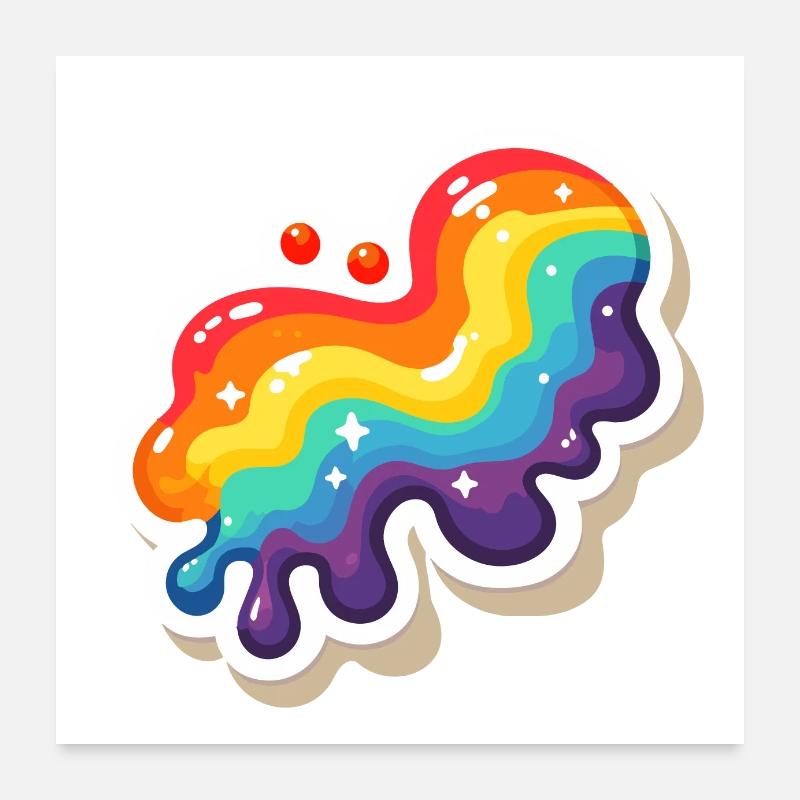 Rainbow Pouring Paint Poster 24" x 24" (60x60 cm)
