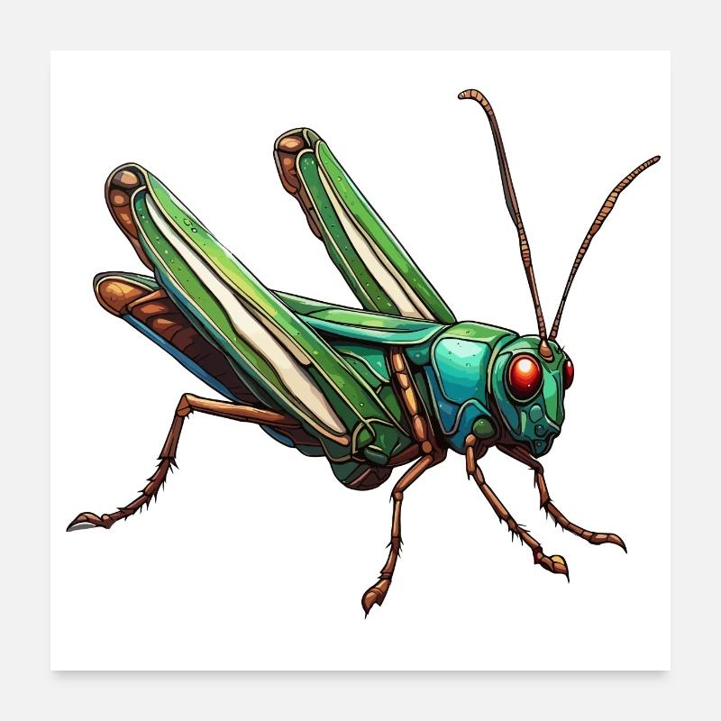 Grasshopper / Insect / Animal / Meadow / Hopping Poster 24" x 24" (60x60 cm)