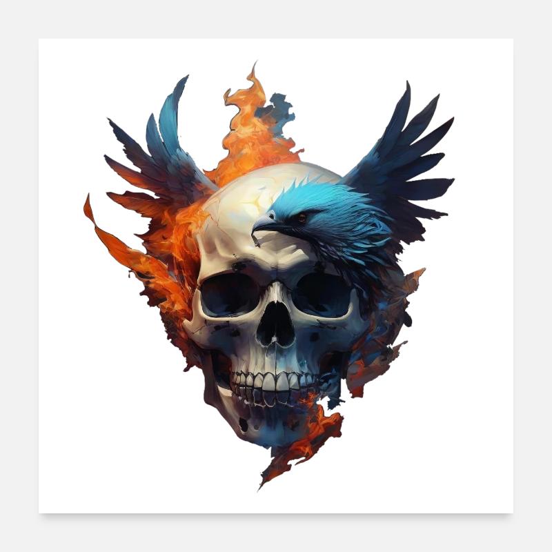 Phönix Schädel Poster 60x60 cm
