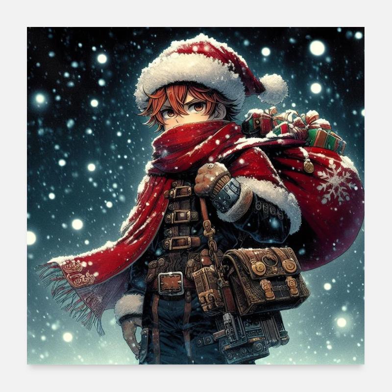 Manga Weihnachtsmann Poster 60x60 cm