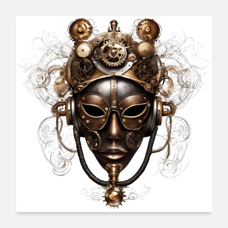 Viktorianische Steampunk Maske Poster 60x60 cm