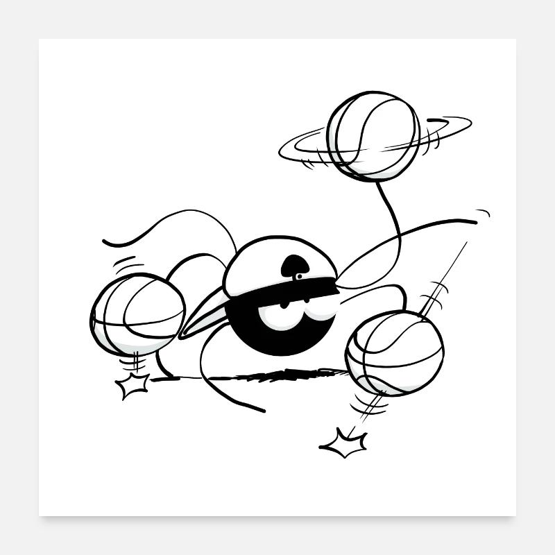Beth l'araignée - le basket (version sans texte) Poster 60 x 60 cm