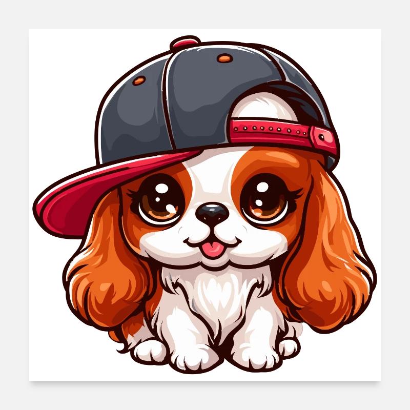 Chien Cavalier King Charles chien mignon Poster 60 x 60 cm