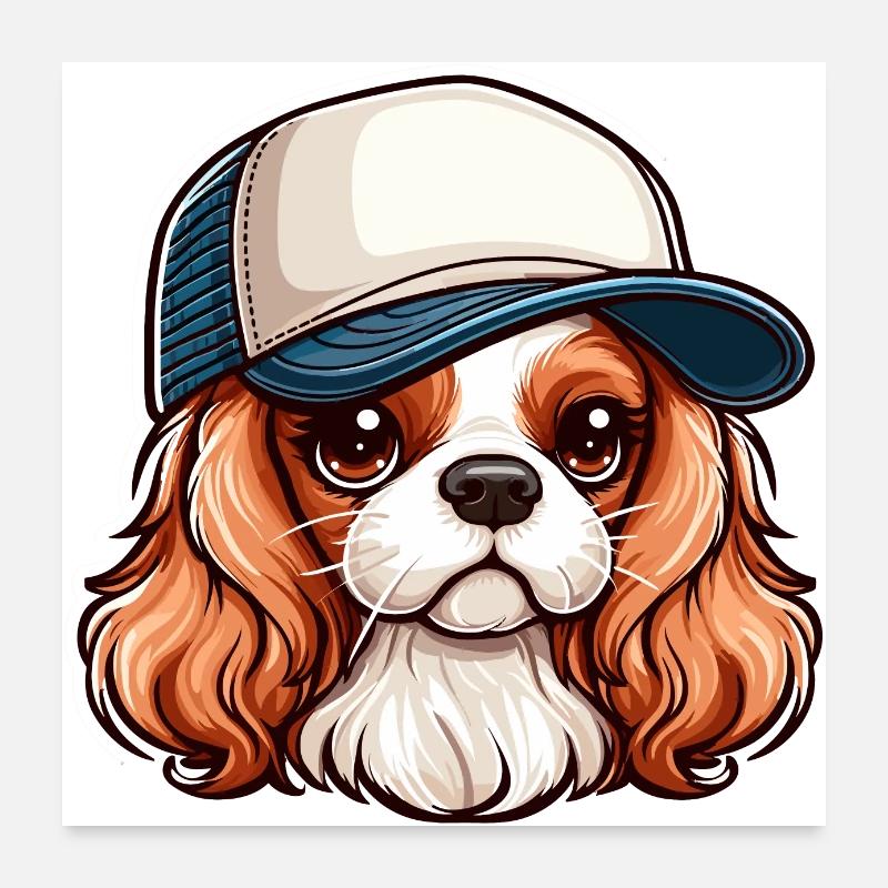Cavalier King Charles Hund Hund - Mütze Poster 60x60 cm