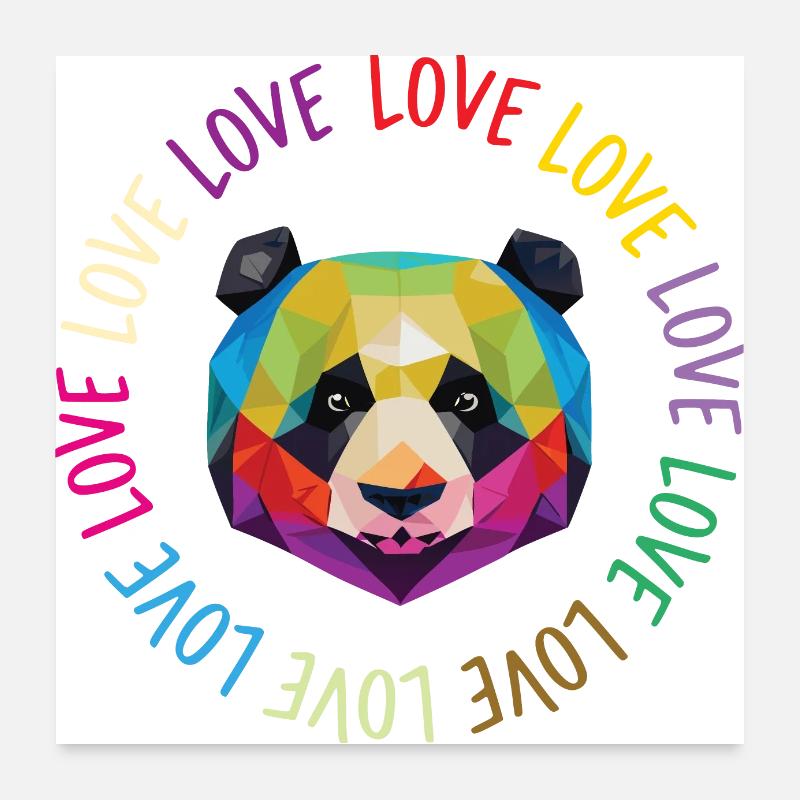 Panda de l'amour Poster 60 x 60 cm