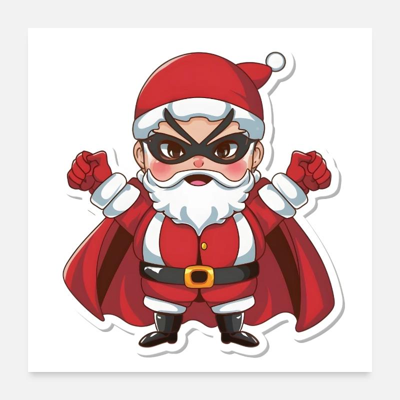 Weihnachtsmann Superheld Poster 60x60 cm