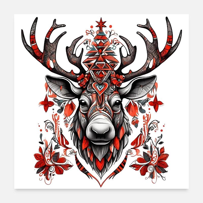 Weihnachts Rentier Poster 60x60 cm