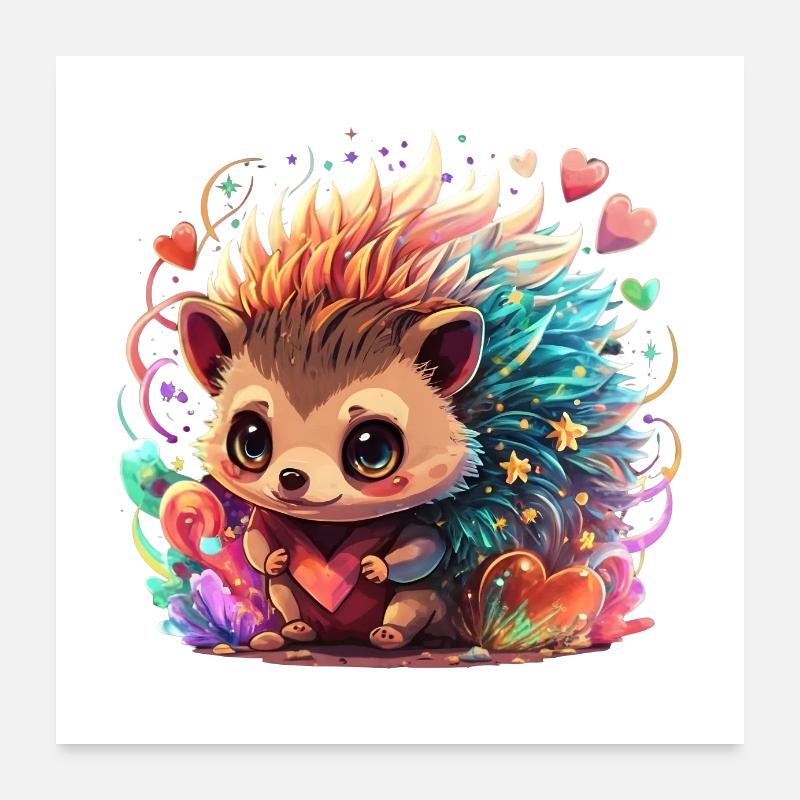Regenbogen Igel Poster 60x60 cm