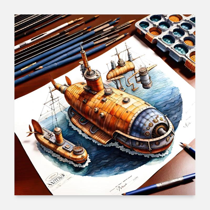 Sous marin #5 Poster 60 x 60 cm