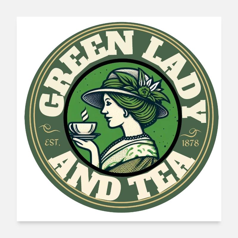 Green Lady and Tea Poster 24" x 24" (60x60 cm)