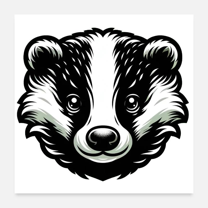 Blaireau - Poster 60 x 60 cm - blanc