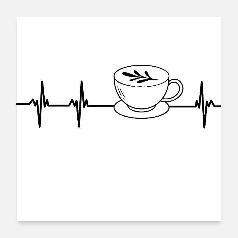 Herzschlag Kaffee Poster 60x60 cm