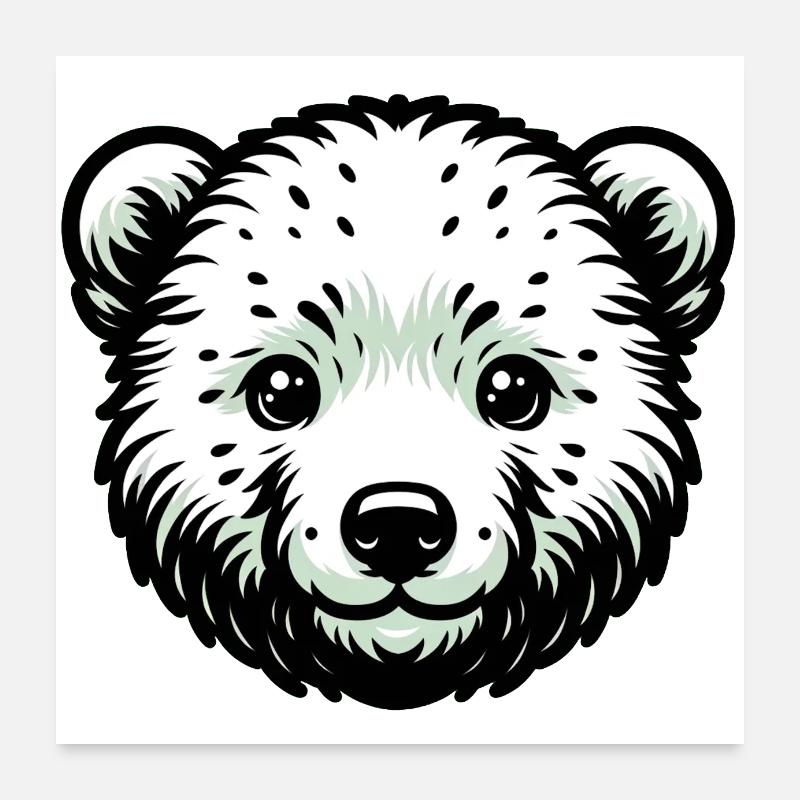 Süße Tierkinder | Eisbär - Poster 60x60 cm - Weiß