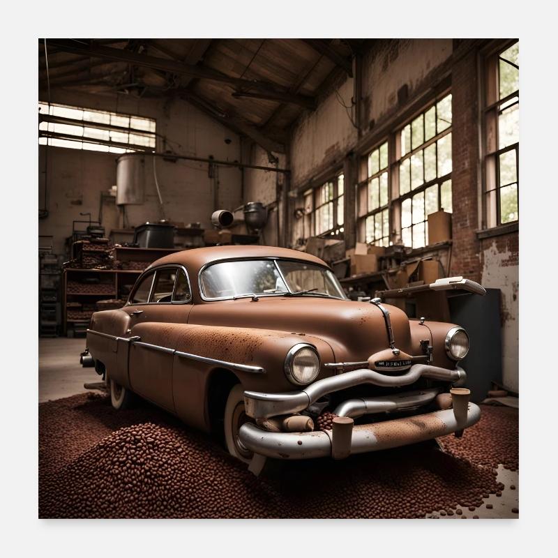 50's Coffee Car Poster 24" x 24" (60x60 cm)