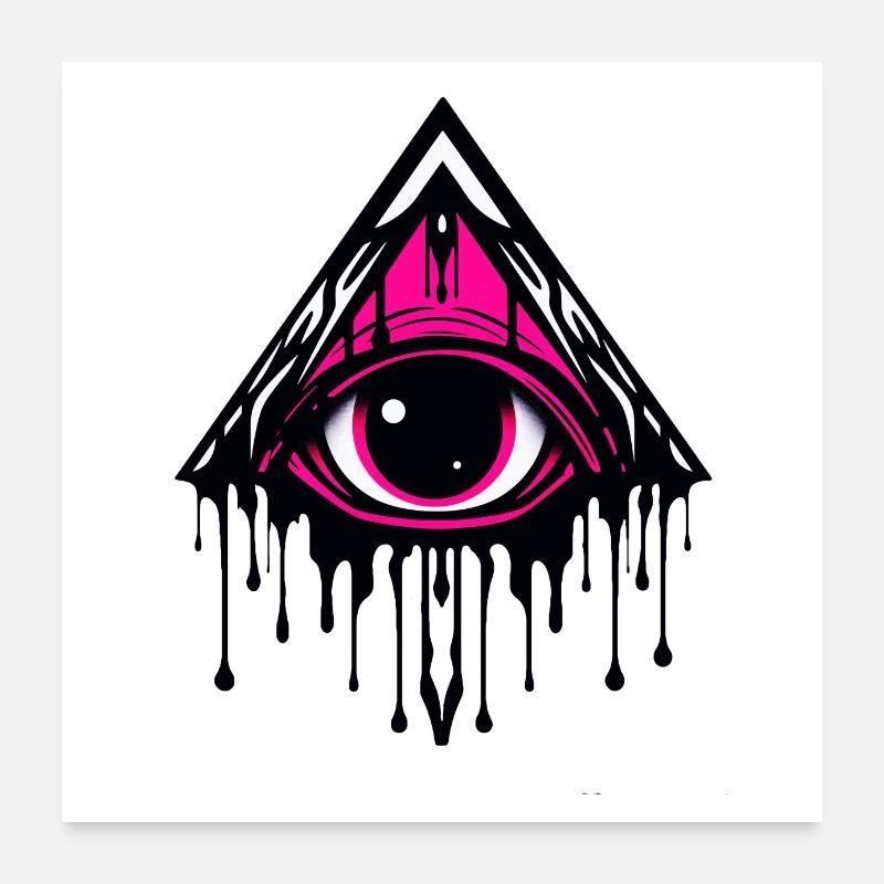 Pink Dripping All-Seeing Eye in Triangle Poster 24" x 24" (60x60 cm)