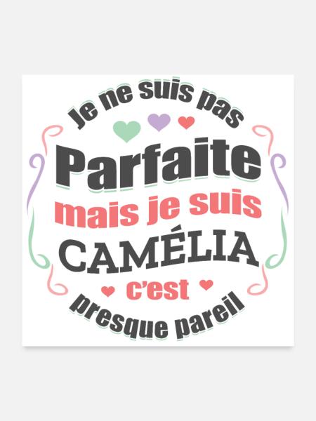 CAMÉLIA PARFAITE - PRENOM CAMÉLIA - Poster 60 x 60 cm - blanc - Devant