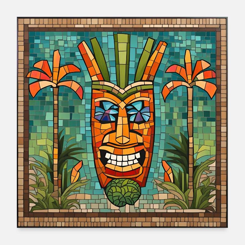 Mosaïque Tiki Poster 60 x 60 cm