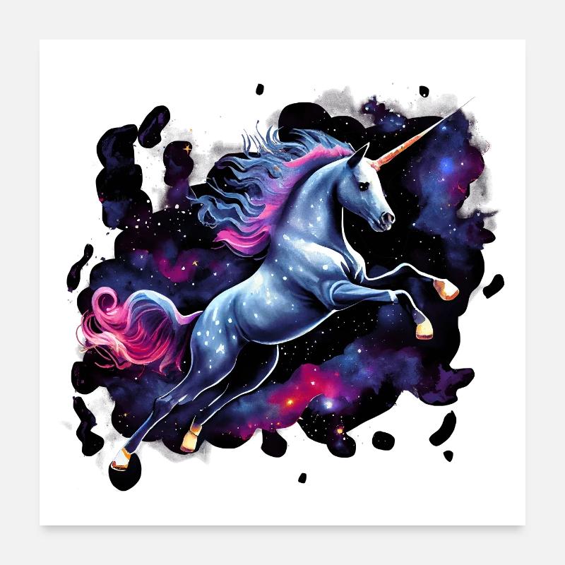 Weltraum-Einhorn Poster 60x60 cm