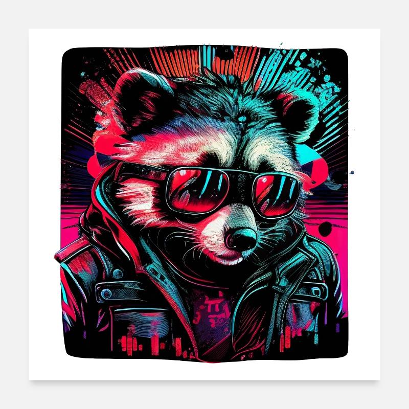 Cyber-Waschbär Poster 60x60 cm