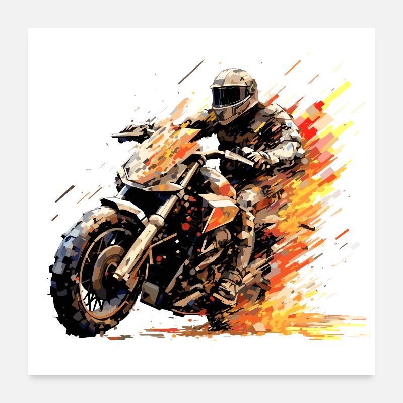 Résumé de compétition de course de moto à vitesse rapide Poster 60 x 60 cm
