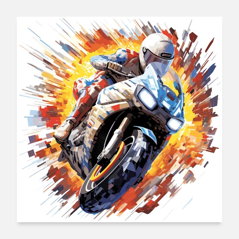 Résumé de compétition de course de moto à vitesse rapide Poster 60 x 60 cm