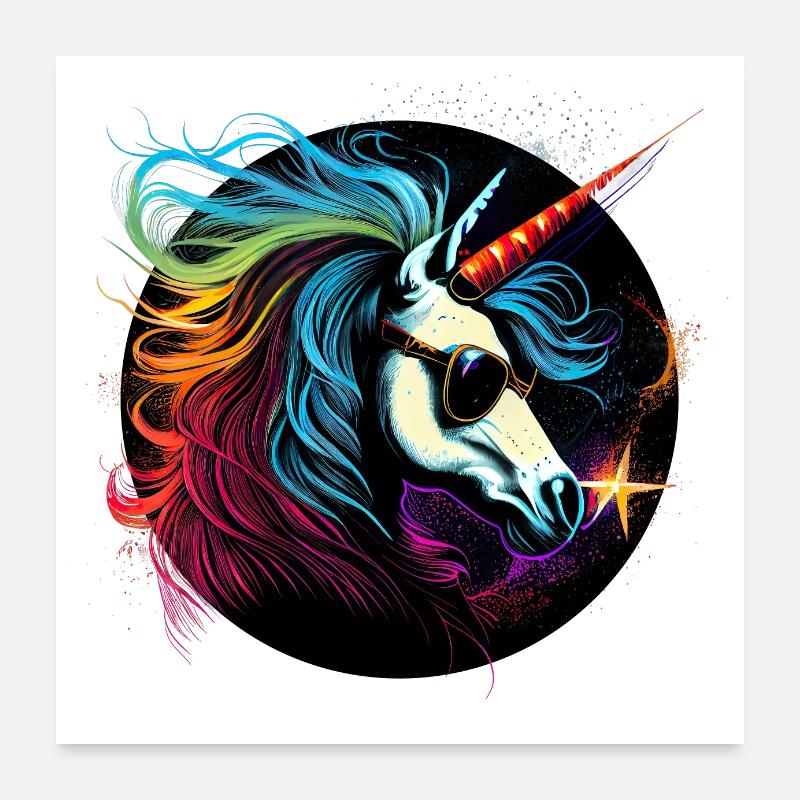 Licorne cool Poster 60 x 60 cm