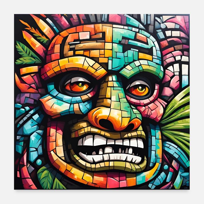 Tiki Mosaik Poster 60x60 cm