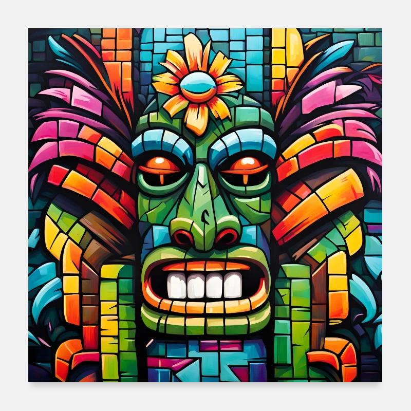 Mosaïque Tiki Poster 60 x 60 cm