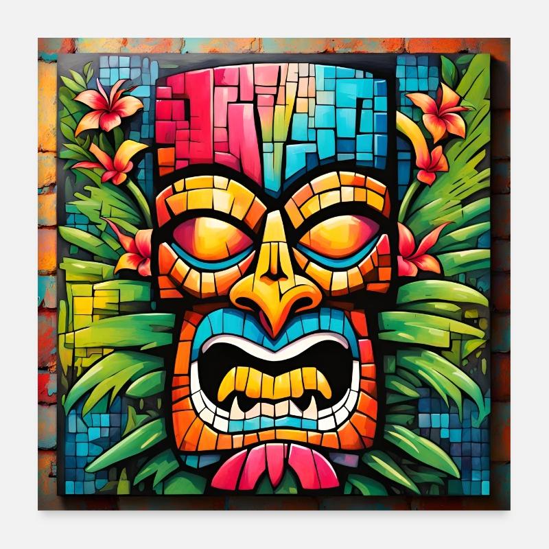 Tiki Mosaik Poster 60x60 cm