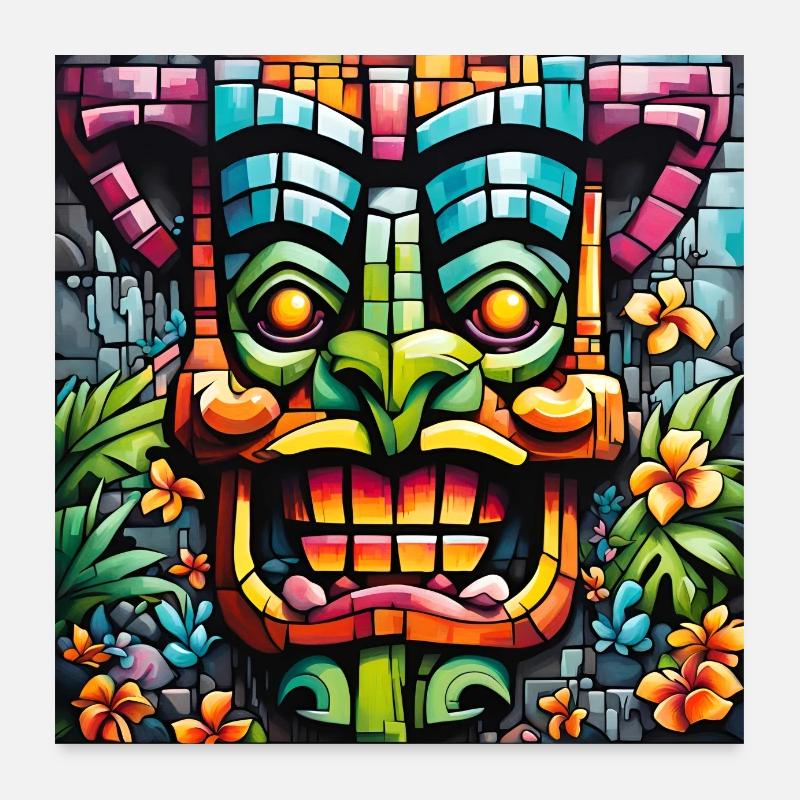 Tiki Mosaik Poster 60x60 cm