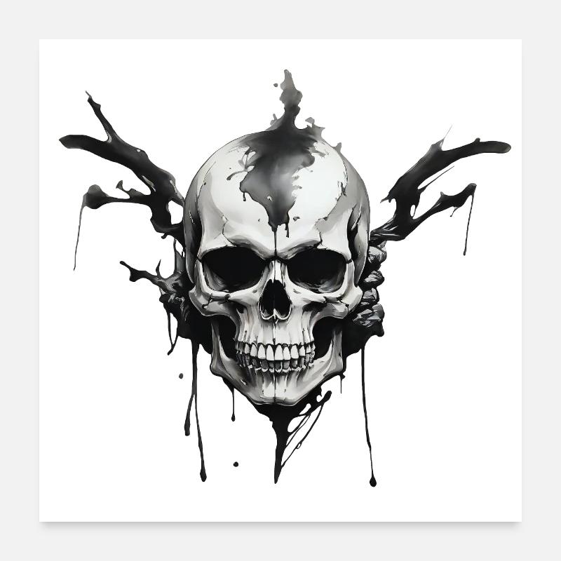 Skull – Dark design in ink look Poster 24" x 24" (60x60 cm)