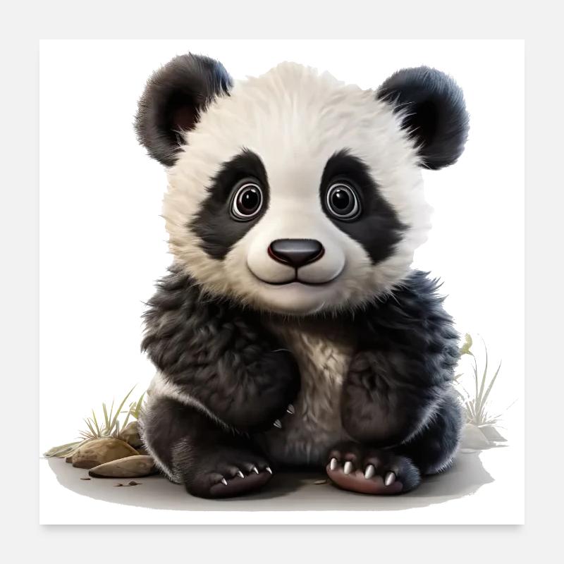 Mignon petit ours panda Poster 60 x 60 cm