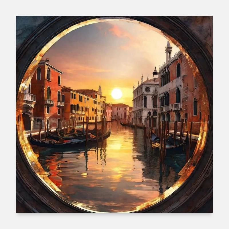 Venice, gold, sunset, reflection Poster 24" x 24" (60x60 cm)