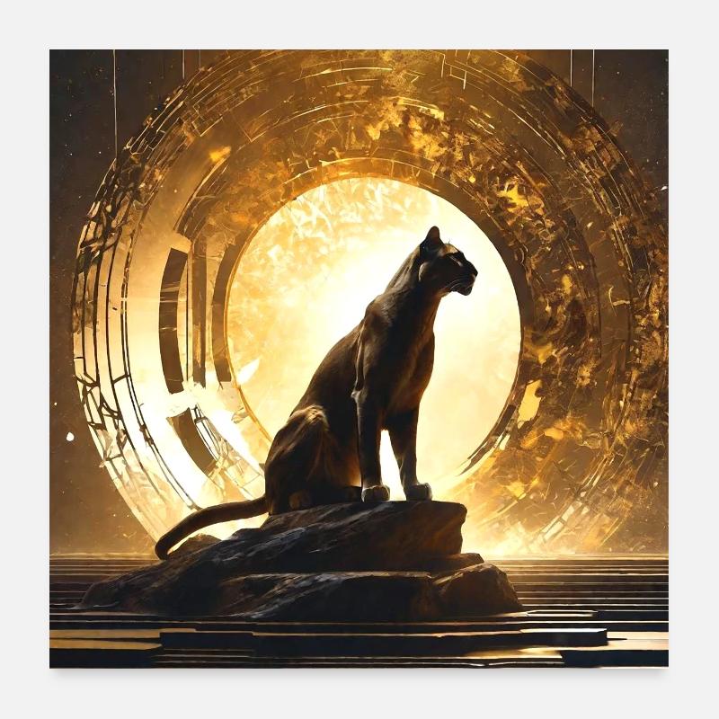 wildcat,gold,circle,ornament,golden,leopard Poster 24" x 24" (60x60 cm)