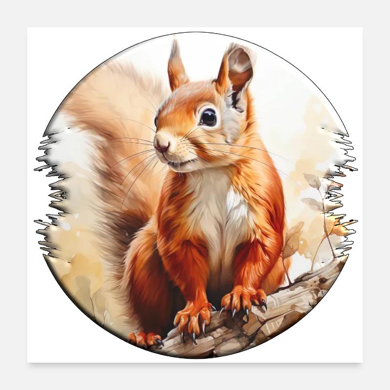 Eichhörnchen sind Allesfresser Poster 60x60 cm