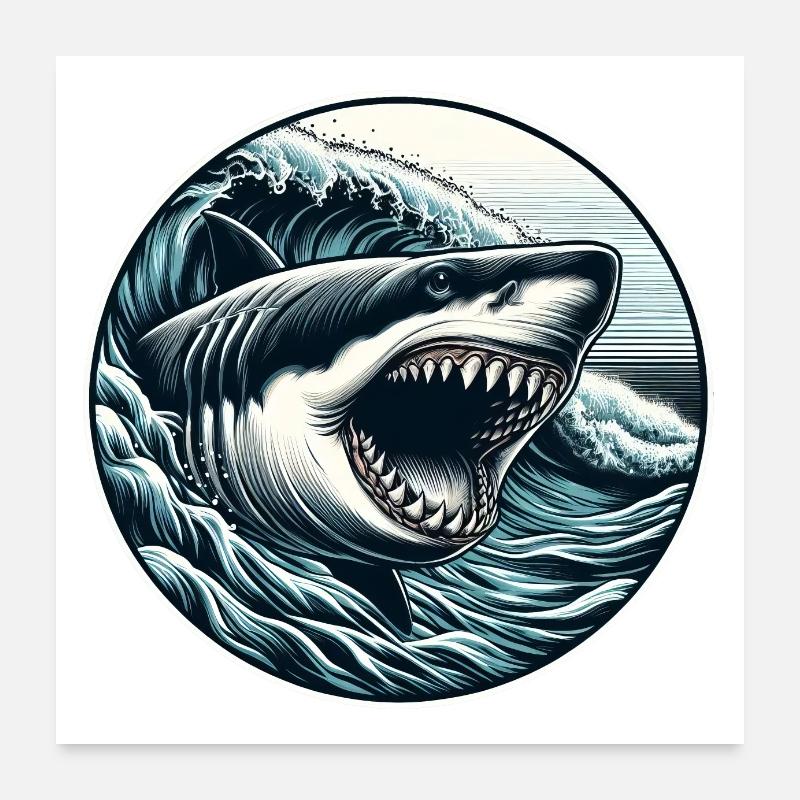 Great white shark Poster 24" x 24" (60x60 cm)