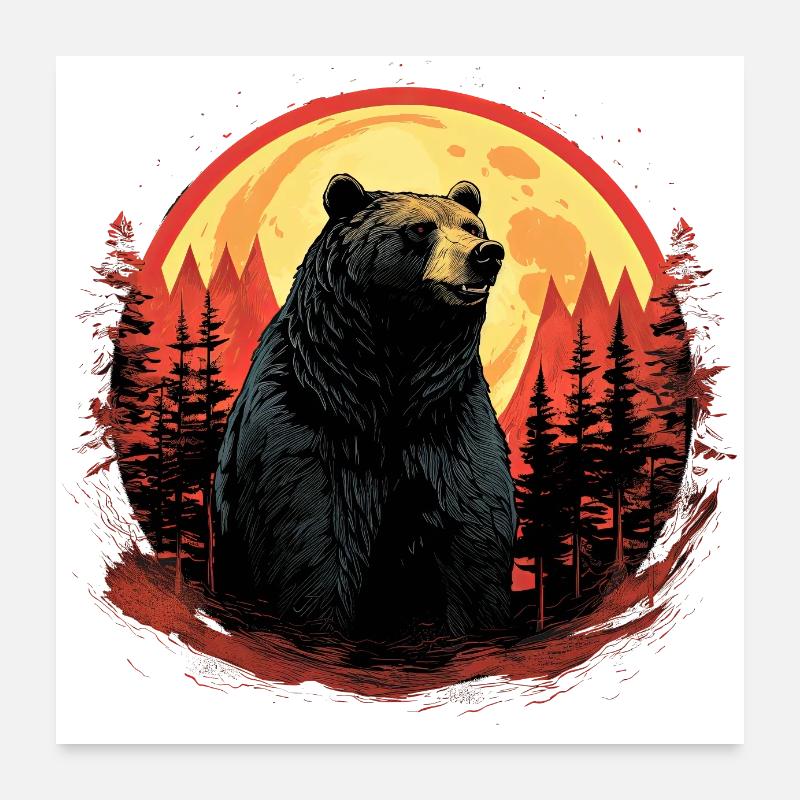 Gros ours - Poster 60 x 60 cm - blanc