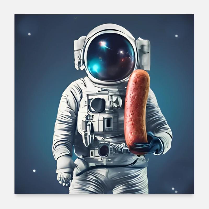 Astronaute saucisse Poster 60 x 60 cm