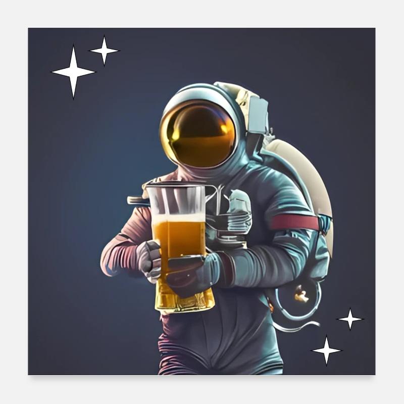Astronauten-Bier Poster 60x60 cm