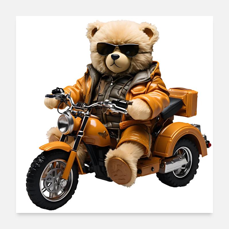 Plüschbär als Motorradfahrer Poster 60x60 cm