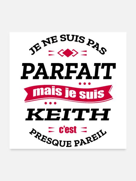 KEITH PARFAIT - PRENOM KEITH - Poster 60 x 60 cm - blanc - Devant