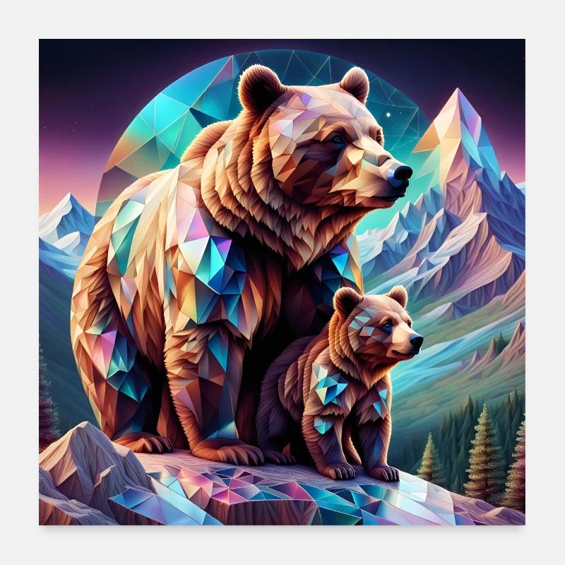 beautiful mama bear and her cub Poster 24" x 24" (60x60 cm)