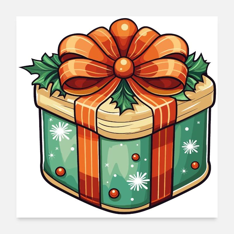 Gift in green with red bows Poster 24" x 24" (60x60 cm)