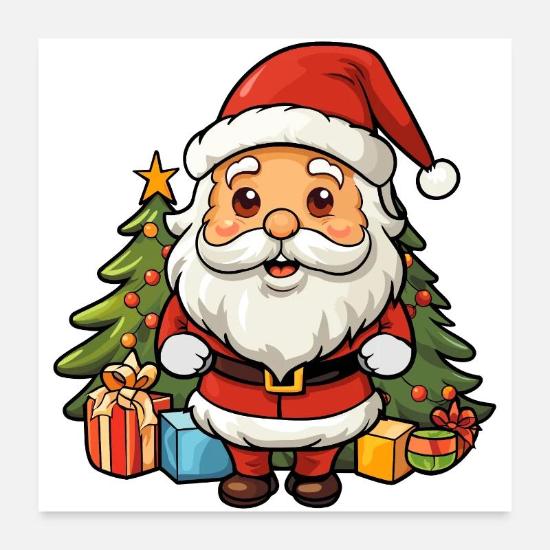 süsser weihnachtsmann mit geschenke Poster 60x60 cm